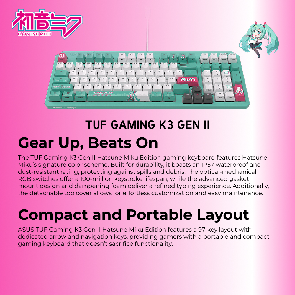 TUF Gaming K3 Gen II Hatsune Miku Edition